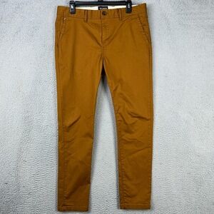 Scotch Soda Mott Mens Chino Pants 31X30 Brown Flat Front Organic Cotton Blend